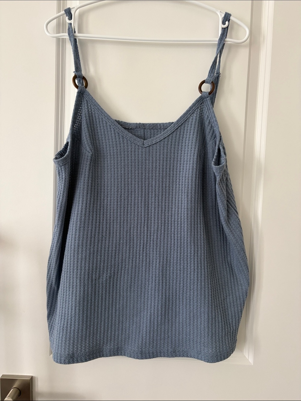 SHEIN Dusty Blue Ribbed V-Neck Camisole with Ring Straps